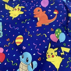 Blue Pokemon Fabric- cotton quilting – 45″ x 72″ w/ Pikachu