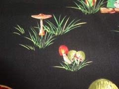 2 half yd fabric pieces OOP unique Michael Miller gnomes traveler and mushrooms