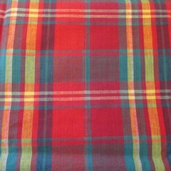 Cotton Fabric Plaid Block Square Stripe Red Green Yellow 2 1″ x 44