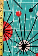 Atomic Turquoise Michael Miller Fabric mid century modern teal green sputnik