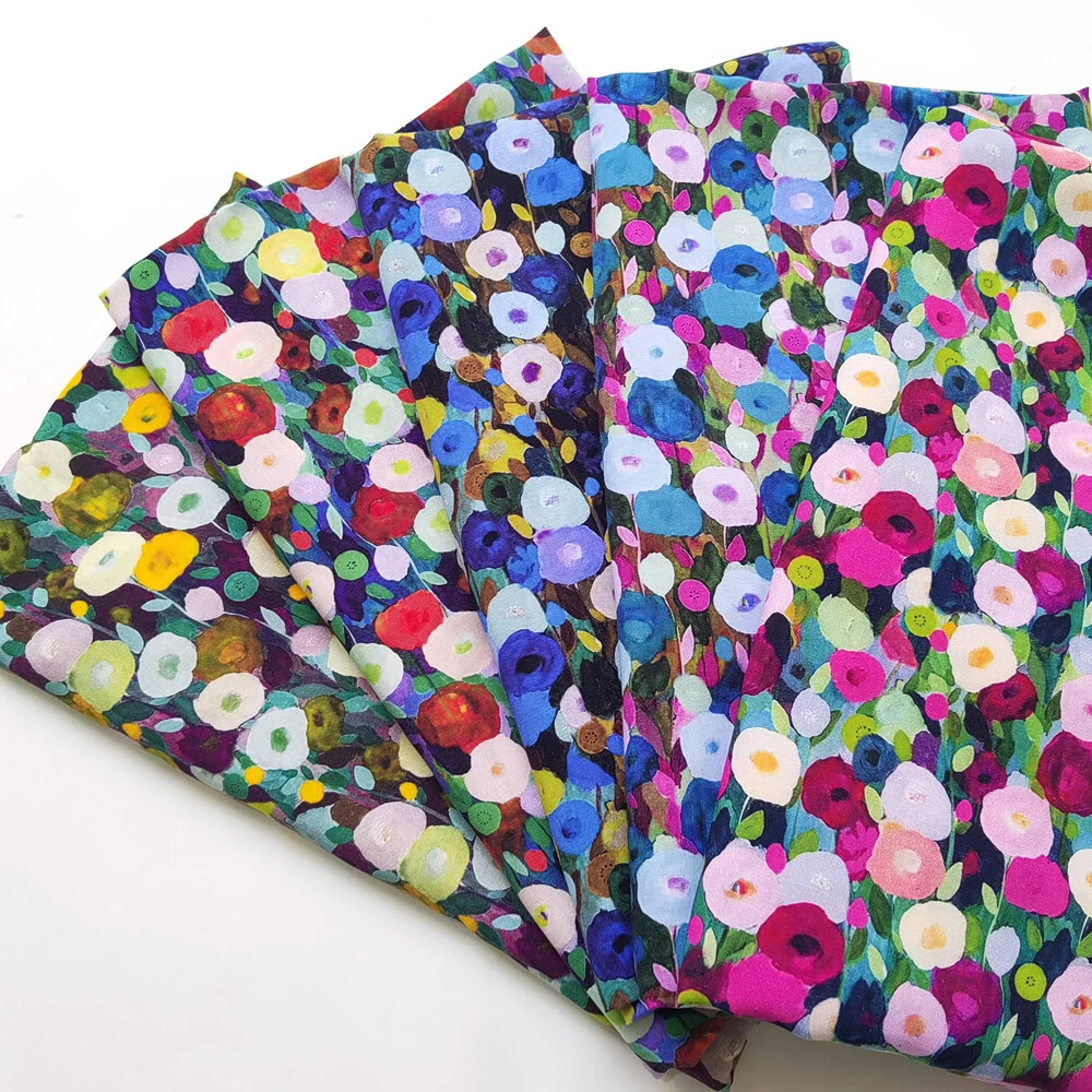 Soft Viscose 55” Wide By Yard Floral Rayon Fabric Soft Dress Gown Robe Material