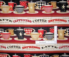 Coffee Kitchen Fabric By The Yard Cup Saucer Kitchen Stripe Cotton Wilmington