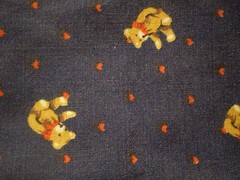 Vintage TINY TEDDY BEAR & HEART Fabric (36cm x 50cm)