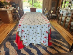 VIntage 50s Christmas Border Print Santa Claus 8 yards 34 W Extremely Rare MCM