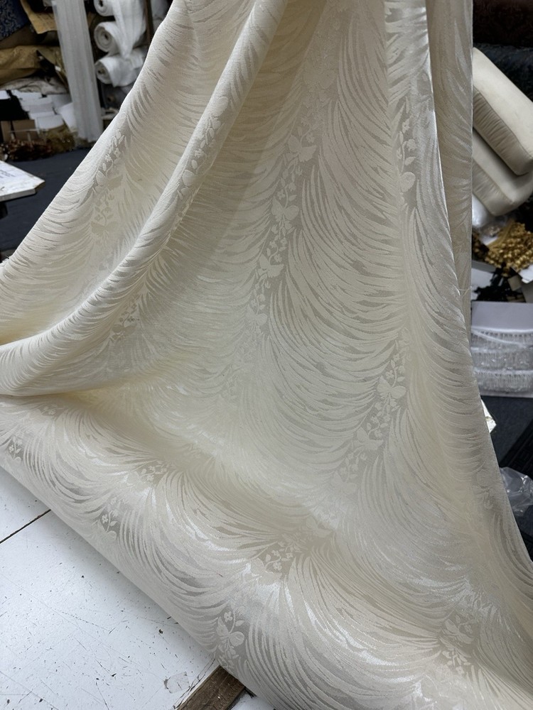 Damask Jacquard Brocade Fabric – 59” Wide -Sold By The Yard – Off White
