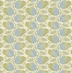 GP & J BAKER CURTAIN FABRIC DESIGN Calcot 5.2 METRES LINEN BLEND GREEN/BLUE