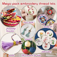 QCZKB Friendship Bracelet String 102 Skeins Fashionable Rainbow rainbow color