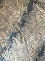 56” X 102” Fabric Remnant Floral Damask Craft Projects Blue Gold Ombre