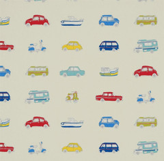 HARLEQUIN CURTAIN FABRIC DESIGN Go Go Retro 5.9 METRES STRAWBERRY SKY BLUE ETC