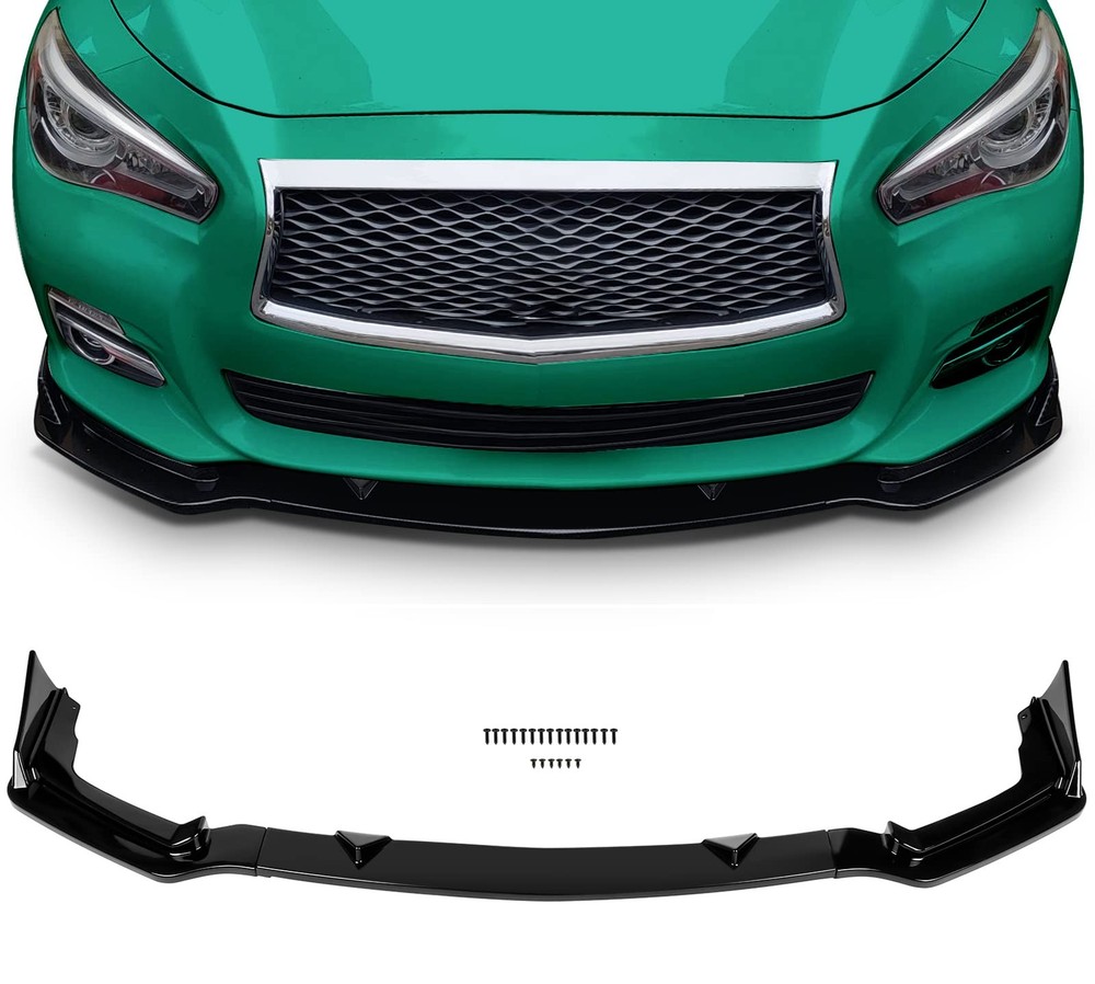 SCITOO Front Lip Spoiler Fits for 2014-2017 AS SHOWN, Glossy Black