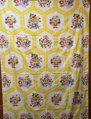 Vintage 1980s Strawberry Shortcake Fabric Spring Mills 2 Yards Honeycomb Yellow
