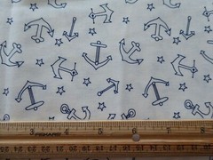 BTY Whimsy Navy Blue Anchors on Cream Nautical Boat Sailor Quilt Cotton Fabric