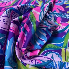 Lilly Pulitzer Cotton Poplin Fabric Pigment Purple Party All The Tide 36″ x 57″