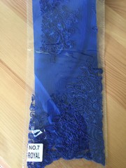 Brianna ROYAL BLUE Polyester Floral Embroidery with Sequins on Mesh Lace Fabric