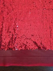 Leila RED Sequins on Mesh Fabric by the Yard – 10050
