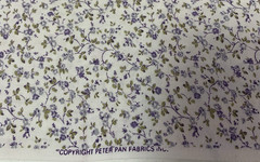 Vtg Dainty Floral Print Fabric By Peter Pan Fabrics Lavender Green On White BTY