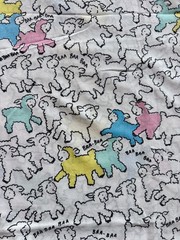 3 yds x 44” Vintage BAA BAA Sheep Lambs Pastels on White Cotton Princess Fabrics