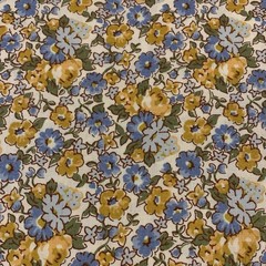 OOP Feedsack VC 1930 Floral Fabric By Windham Blue Golden Yellow Green White BTY