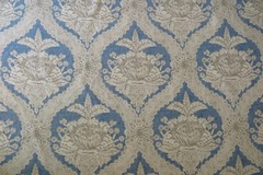 SCHUMACHER CURTAIN FABRIC Haddon Hall Damask 12 METRES 100% COTTON SWEDISH BLUE