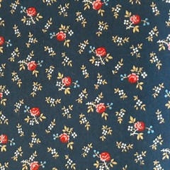 1.75 YD Vintage VIP Cranston Cotton Fabric Tiny Rose Floral Navy Prairie Cottage