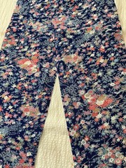 Vintage Japanese kimono silk fabric Chirimen/ navy blue, fans OT14