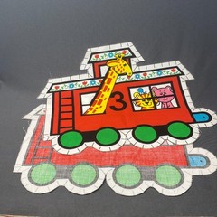 Vintage Spring Mills Animal Train Set Fabric Panel Cut n Sew Zoo Pillow 5671 MCM