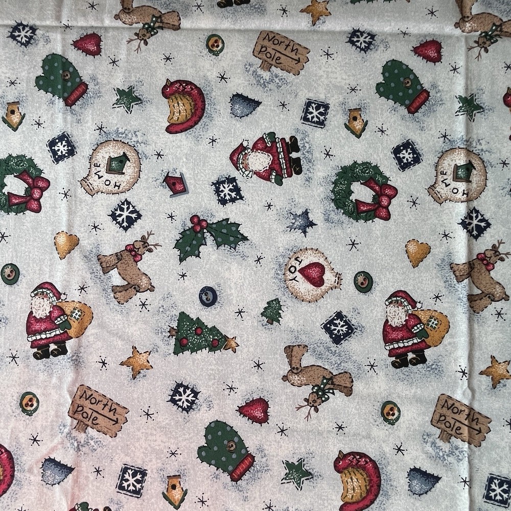 Christmas Items Tossed All over on Light Beige Fabric BTY – VINTAGE