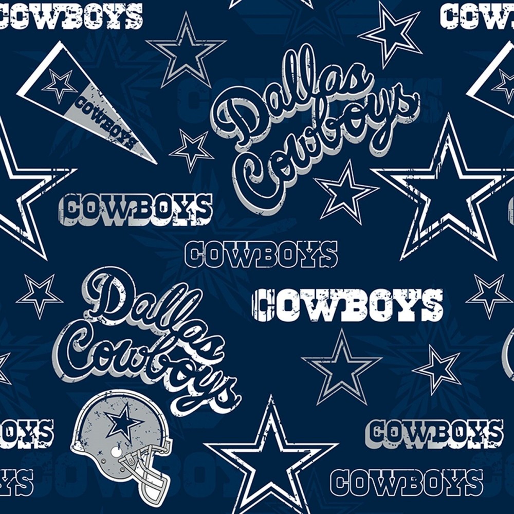 BTY NFL Dallas Cowboys Logo Pendant Blue Cotton Fabric By The Yard 14443