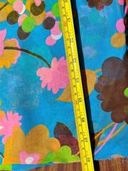 Vintage Retro VIP Fabric Pink Blue Green Mod Floral Semi Sheer 2 Panels 44×58”