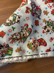 Christmas Kittens Santa Fabric Packed Kittens Cats Blue Cotton By The Yard