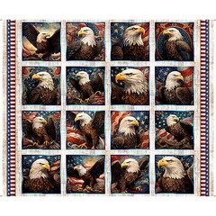 AMERICAN SPIRIT BY QT EAGLE BLOCKS USA PATRIOTIC FABRIC PANEL 36″X44″