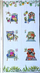 Dogs in Comfy Chair by Rebecca Jones for Clothworks cotton Panel 43×24 RARE