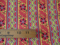 2 yard x 44″ Quilt Fabric Hamil Textiles Bright Red Yellow Stripes Flowers
