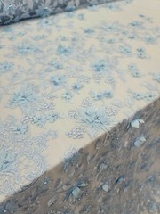 Sky Blue Lace 3d Floral Flowers On Mesh Fabric Sold By The Yard Gown Quinceañera