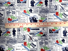 I Like You America Apple Nostalgic Newspaper Collage Cotton Fabric BTHY #63