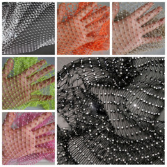 Crystal Fishing Net Mesh Fabric Diamante Hollow Out for Dress Top Bag By Meyer