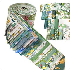 40 Precut Green Floral Pattern Cotton Fabric Strips Jelly Roll Quilt Material