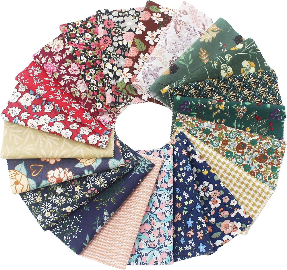 Cotton Charm Packs 42 Pieces 5×5 Inch Dark Floral Fabric Squares for Quilting