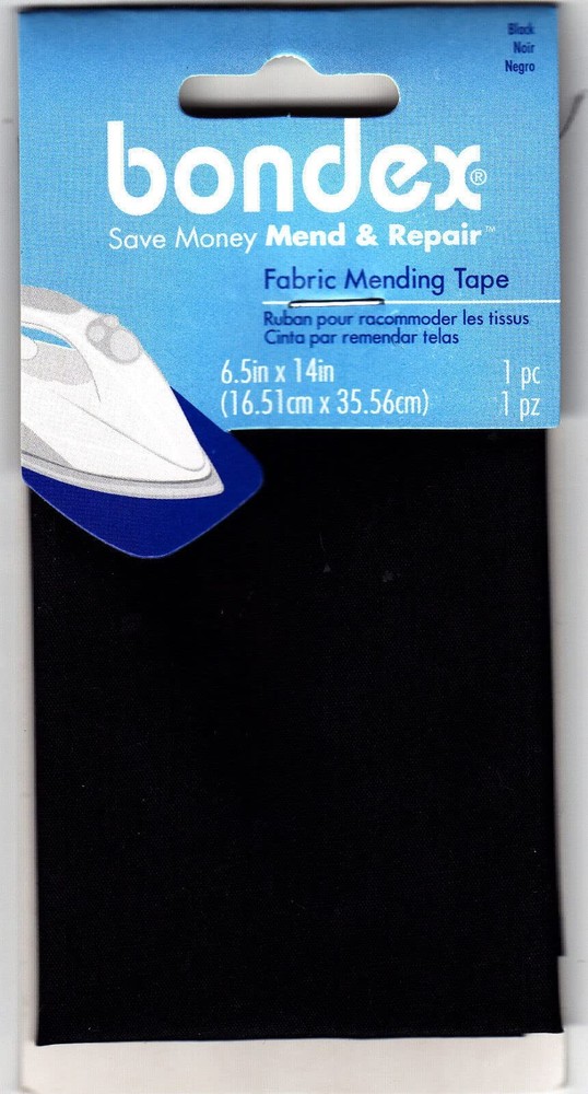 BONDEX 6 1/2″ X 14″ Black Fabric Iron ON Mending Tape NO SEW, 1-Pack,