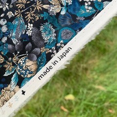 New HSoleil Fabric 8.75 yds Wonder Forest Rayon Turquoise Flowers on Blue Japan
