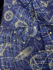 2001 Celestial Planets Fabric Traditions Sun moon stars Blue Cotton 2 Yards