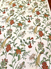 Thibaut Copa Cabana Floral & Birds Cotton Sateen White Fabric Rare Retired BTY