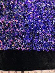 Stephanie IRIDESCENT PINK ROYAL Overlap Sequins on Black Stretch Velvet Fabric