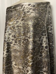 Exquisite Gold Silver Sequin Abstract Leopard Snake Fabric 1 Yard Long 56 ” Wide