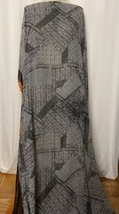100% Silk Chiffon Geometric Patchwork Mosaic Grey White Fabric By The Yard 54″ W