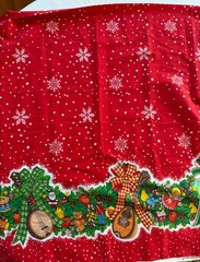 2.25 yds x 36” American Greetings Christmas Red Border Fabric Music Toys