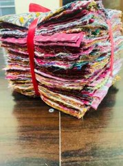 Vintage Kantha quilt scraps, Pre Cut Kantha Square Fabric Bohemian Charm Pack 50
