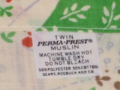 Vtg. Sears Perma-Prest Twin Flat Sheet Double Wedding Ring Quilt Pattern Unused
