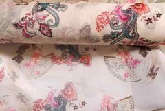 55” Wide By Yard Fans Pattern Silk Gauze Natural Silk Georgette Chiffon Fabric