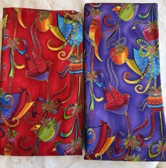 Holiday Celebrations By Laurel Burch Birds Christmas Red & Purple Fabric 2 Yards